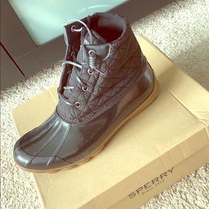 Brand New Never Worn Quilted Black Sperry Boots